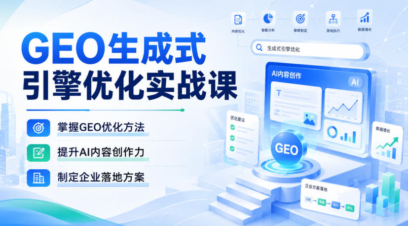 GEO生成式引擎优化实战课,掌握GEO优化方法,提升AI内容创作力,制定企业落地方案-问小徐资源库