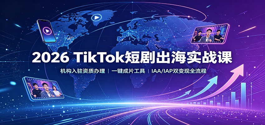 2026 TikTok短剧出海实战课:机构入驻资质办理,一键成片工具,IAA/IAP双变现全流程-问小徐资源库