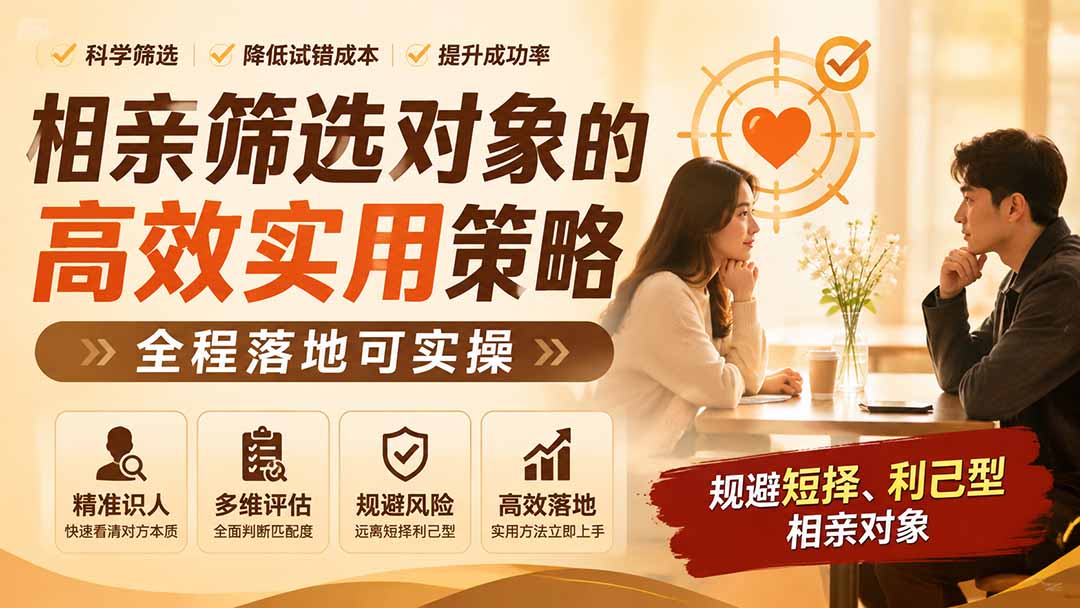 付费文章：相亲筛选对象的高效实用策略，全程落地可实操，规避短择、利己型相亲对象-问小徐资源库