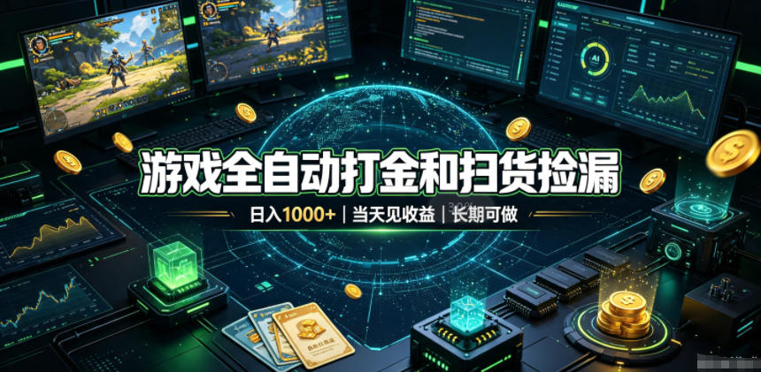 游戏全自动打金和扫货捡漏，日入1k+，当天见收益，长期可做！【揭秘】-问小徐资源库