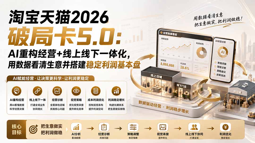 淘宝天猫2026破局卡5.0：AI重构经营+线上线下一体化，用数据看清生意并搭建稳定利润基本盘-问小徐资源库