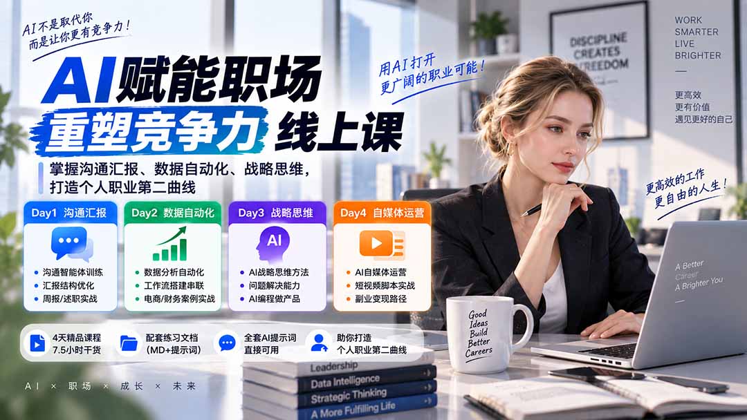 AI职场提效与第二曲线实战课-无水印:学习沟通汇报、数据工作流和战略思维,掌握AI编程做产品及自媒体运营方法-问小徐资源库