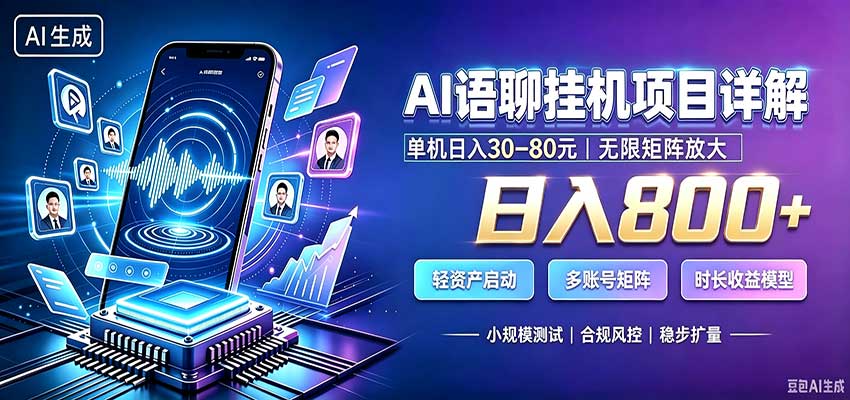AI语聊挂机，日入800+，适用个人副业，工作室矩阵操作-问小徐资源库