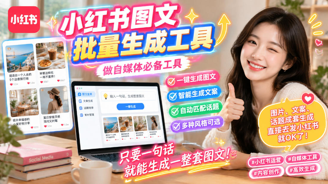 小红书图文批量生成工具，话题、文案、配图一键生成，直接发布，做自媒体必备工具-问小徐资源库