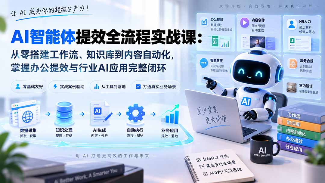 AI智能体提效全流程实战课：从零搭建工作流、知识库到内容自动化，掌握办公提效与行业AI应用完整闭环-问小徐资源库
