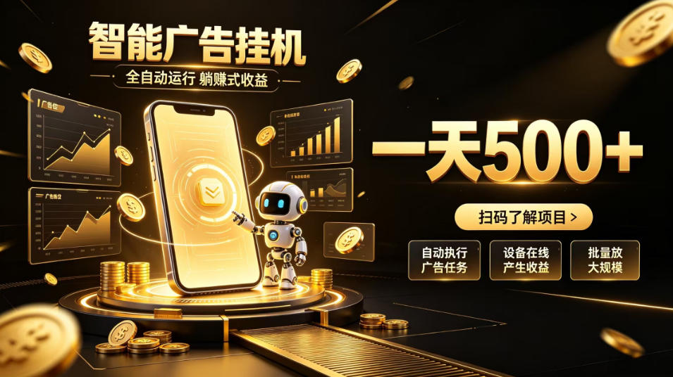 智能广告挂G项目，无需人工值守，全自动躺賺增收，单日收益可达500+【揭秘】-问小徐资源库