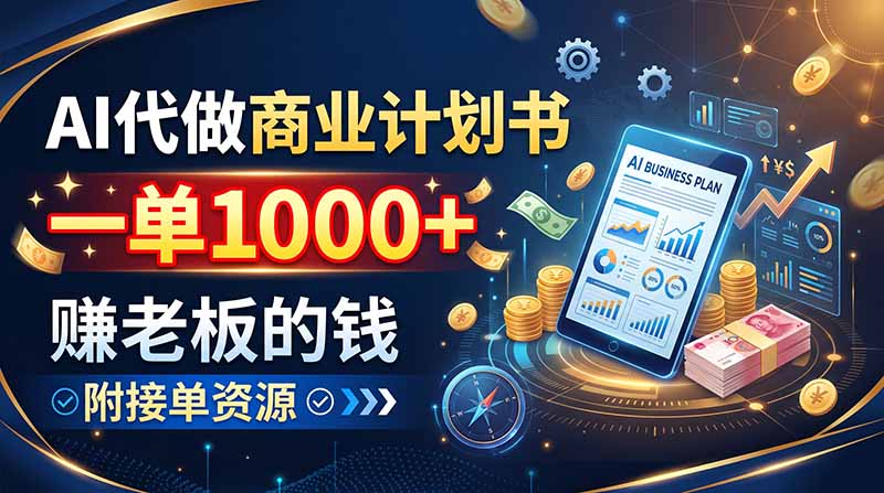 AI代做商业计划书,一单1000+,赚老板的钱,附接单资源-问小徐资源库