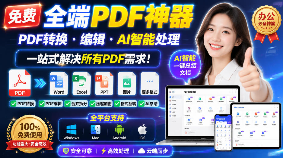 免费全端PDF神器,PDF转换·编辑·AI智能处理,一站式解决所有PDF需求!-问小徐资源库