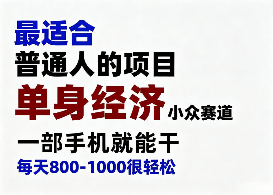 身经济小众赛道，一部手机就能干，每天搞个800-1000很轻松，最适合普通人的项目【揭秘】-问小徐资源库