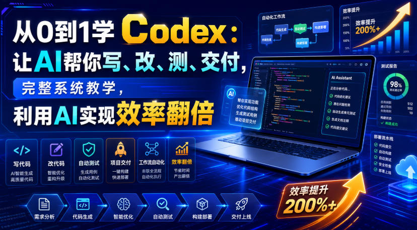 从0到1学Codex:让AI帮你写、改、测、交付,完整系统教学,利用AI实现效率翻倍(更新0918)-问小徐资源库