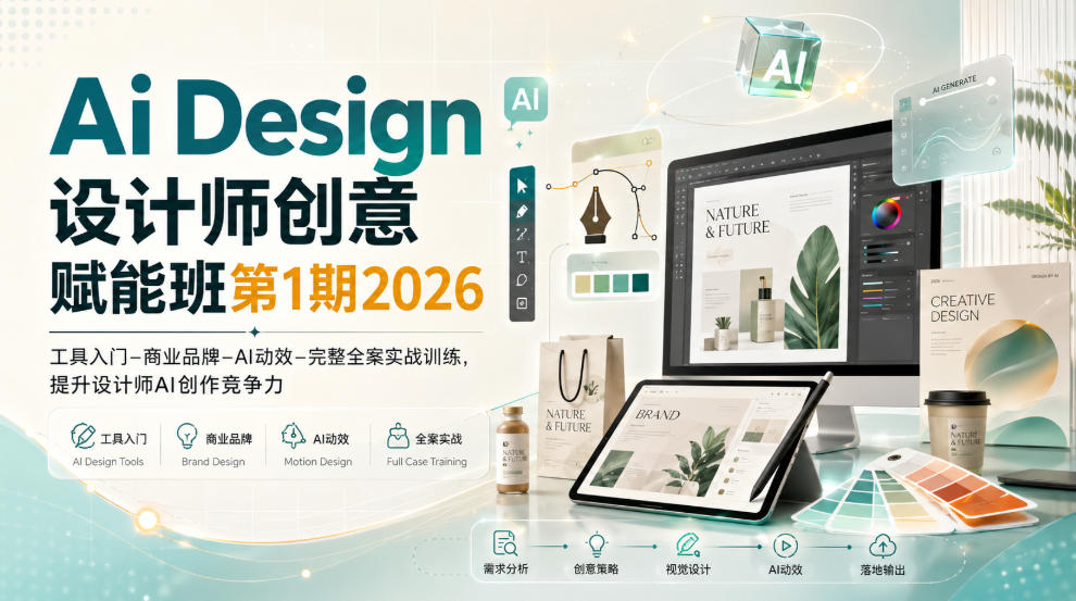Ai Design设计师创意赋能班第1期2026|工具入门‑商业品牌‑AI动效‑完整全案实战训练,提升设计师AI创作竞争力-问小徐资源库