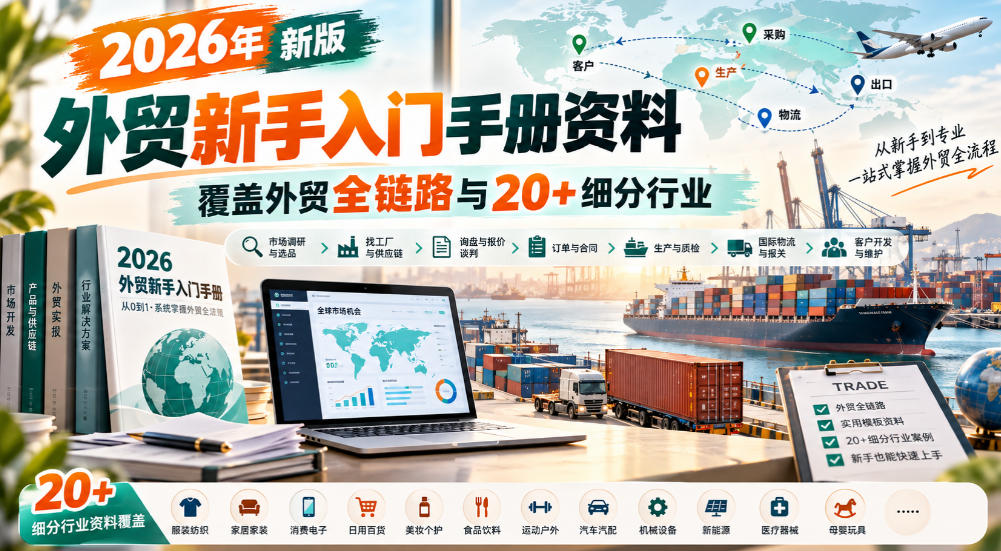 2026年新版外贸新手入门手册资料，覆盖外贸全链路与20+细分行业-问小徐资源库