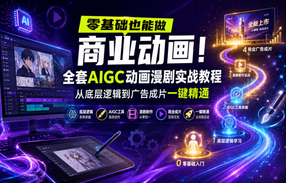 零基础也能做商业动画！全套AIGC动画漫剧实战教程，从底层逻辑到广告成片一键精通(更新0905)-问小徐资源库