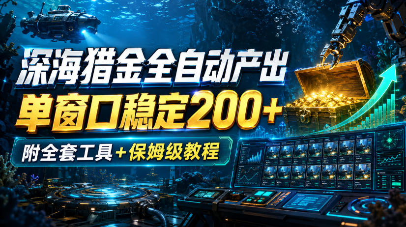 深海猎金全自动产出,单窗口稳定200+,附全套工具+保姆级教程【揭秘】-问小徐资源库