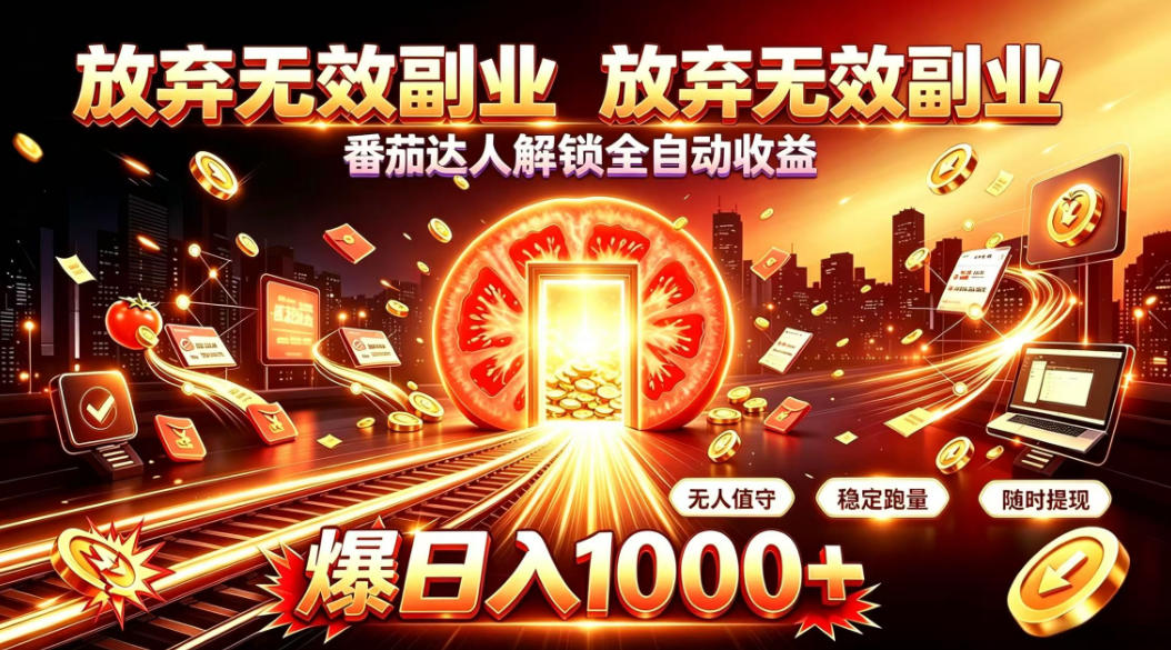 放弃无效副业，番茄达人解锁全自动收益，日入1k+，门槛最低的线上轻资产项目【揭秘】-问小徐资源库