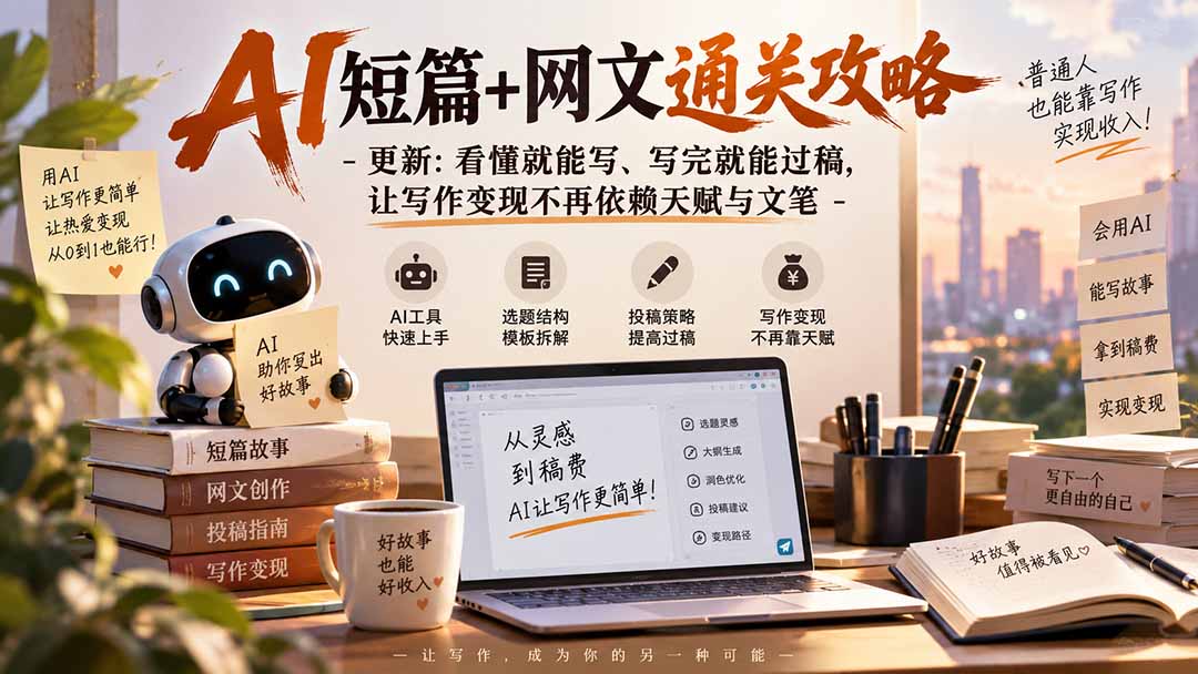 AI短篇+网文通关攻略-更新0921：看懂就能写、写完就能过稿，让写作变现不再依赖天赋与文笔-问小徐资源库
