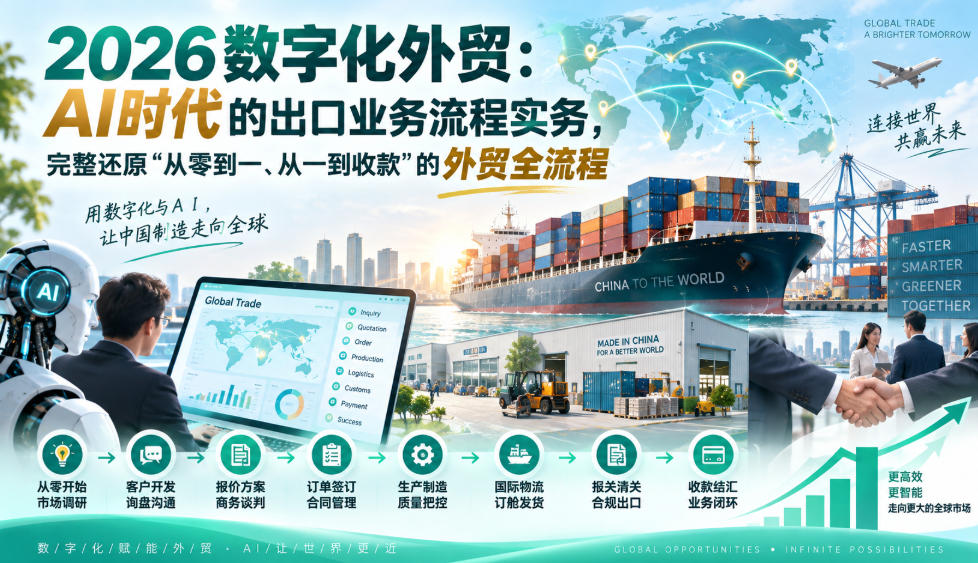 2026数字化外贸：AI时代的出口业务流程实务，完整还原”从零到一、从一到收款”的外贸全流程-问小徐资源库