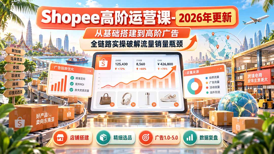 Shopee高阶运营课-更新9月，从基础搭建到高阶广告，全链路实操破解流量销量瓶颈-问小徐资源库