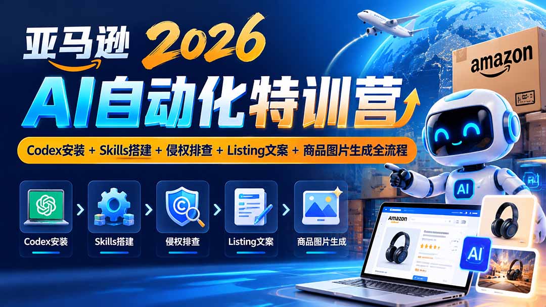 亚马逊2026AI自动化-10月特训营:Codex安装+Skills搭建+侵权排查+Listing文案+商品图片生成全流程-问小徐资源库